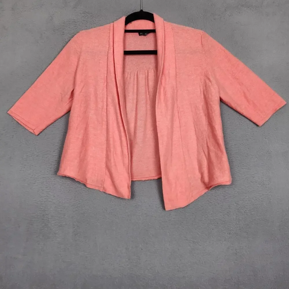 Eileen Fisher Sweater Womens Medium Pink 100% Cashmere Open Cardigan Knit